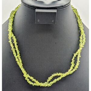 Vintage Double Strand Peridot Chip Bead 18.5"-21" Necklace